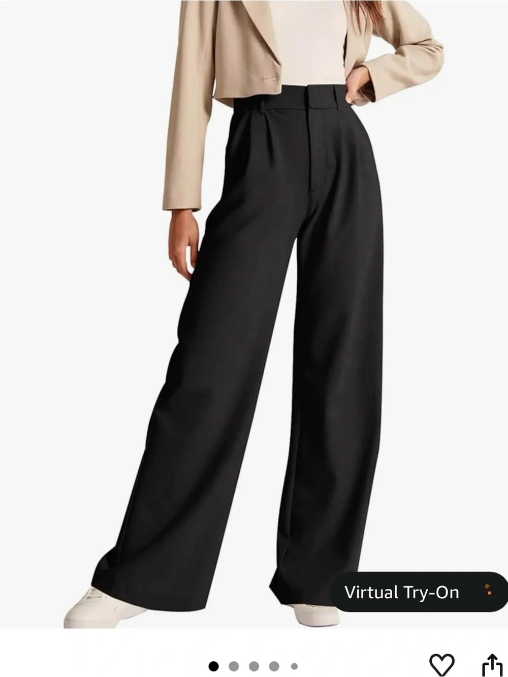 High-waisted black pleated trouser